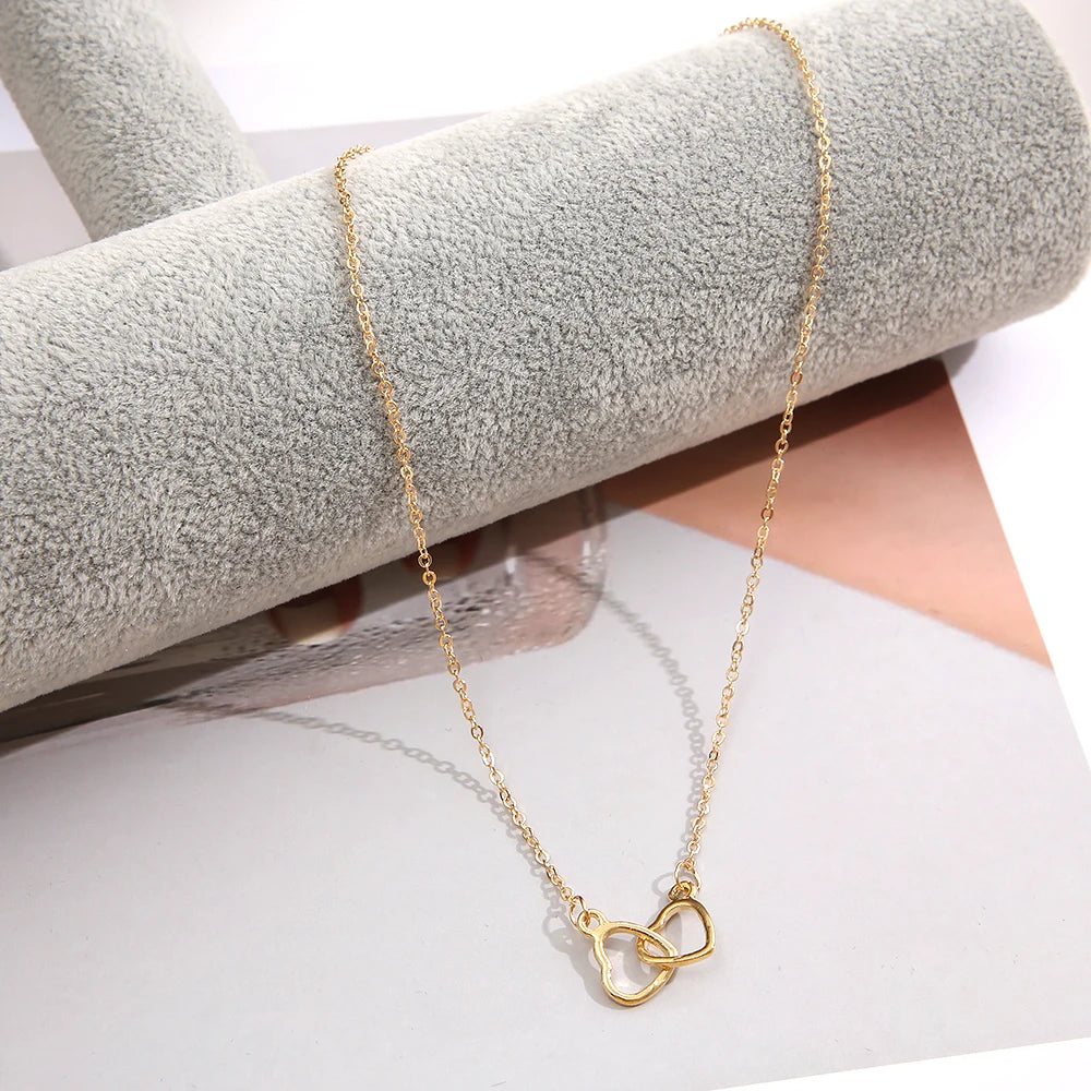 TwinHearts – Minimalist Double Heart Pendant Necklace