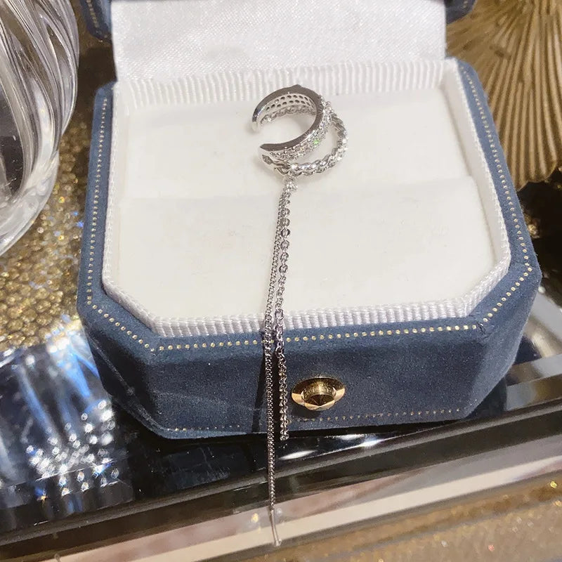 Celeste Sterling Silver Chain Cuff Earring – Zircon Detail